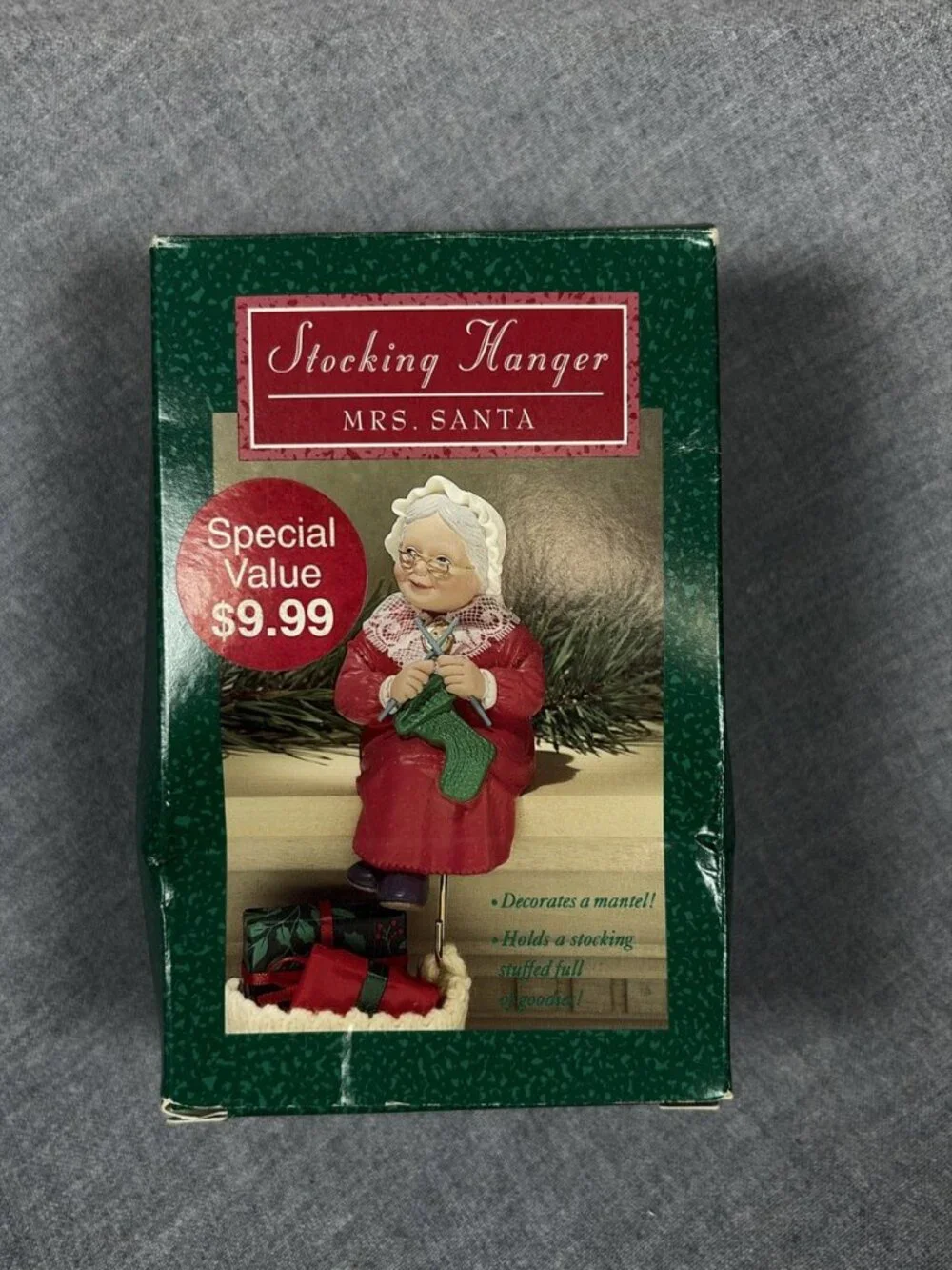 Hallmark Mrs. Santa Claus Stocking Hanger Holder 1988 Christmas Box